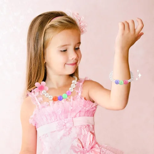 Miniatura 22 de Sumind 6 juegos de joyas para niñas pequeñas, collar de cuentas y pulsera para disfraz, joyas, regalos de princesa para fiestas (estilo mágico)