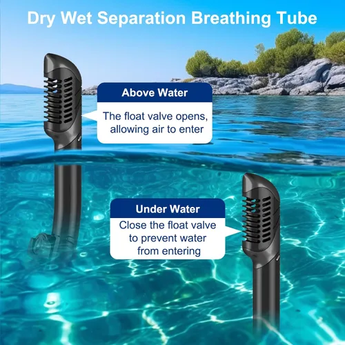 Miniatura 2 de Juego de snorkel para adultos, paquetes de esnórquel panorámico antivaho con esnórquel seco y gafas de natación para buceo, natación y esnórquel