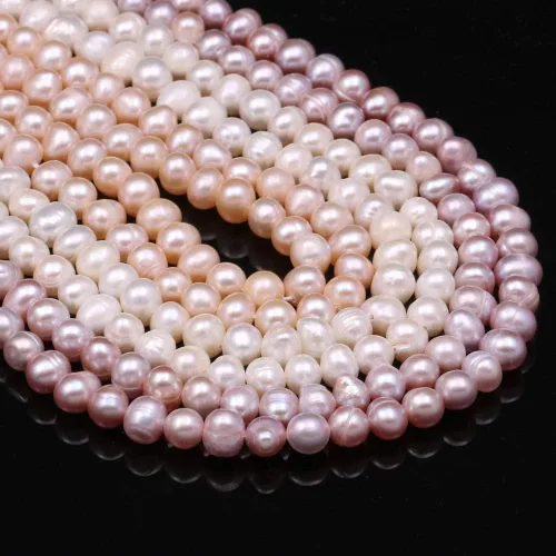Miniatura 7 de Cuentas de perlas naturales 100% redondas de perlas de agua dulce sueltas para hacer joyas, collares, pulseras, dijes, 2 hebras de 0.197-0.236 in