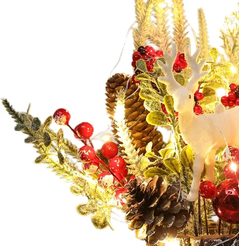 Miniatura 2 de Decoración Navideña Árbol de Navidad pequeño con luces - Mini árbol de Navidad artificial de mesa iluminado con adornos navideños gnomos