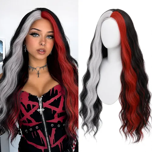 Miniatura 11 de Peluca larga rubia 613 para cosplay, peluca sintética de 28 pulgadas, parte media, regalos realistas, pelucas de fiesta para mujeres, uso diario