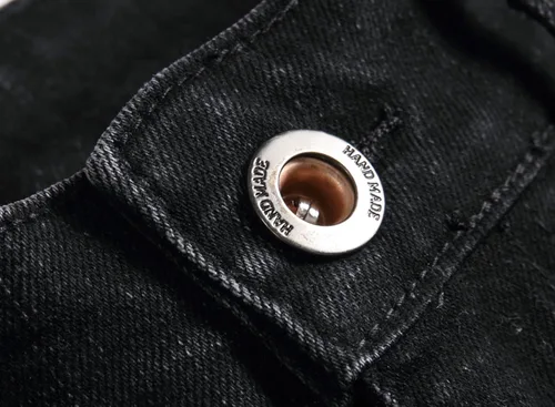 Miniatura 8 de XIMXIMMTIAN Jeans rectos de motociclista para hombre, desgastados, desgastados, ajustados, rectos