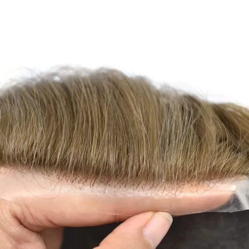 Miniatura 3 de Toupee - Pieza de cabello humano real, sistema de reemplazo de cabello de piel ultrafina, piezas de cabello tipo tupé, prótesis de cabello con bucle