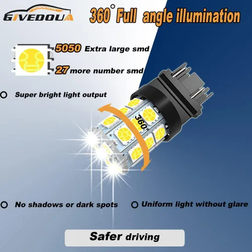 Miniatura 4 de Bombilla LED 3157 súper brillante 3156 3156A 3056 3057 4057 3157 4157 T25 para luces de freno, luces de marcha atrás de respaldo, luces traseras, 12