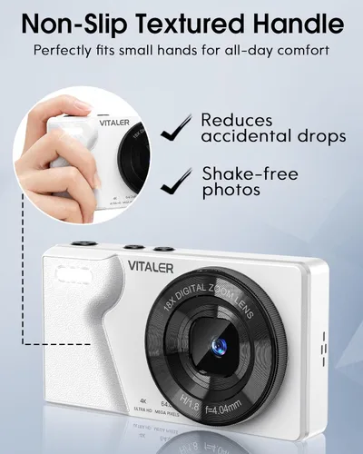 Miniatura 6 de Cámara Digital con Lente Frontal y Trasera, Cámara de Enfoque Automático de 64MP 4K para Fotografía con Tarjeta de 32GB, Cámara Compacta Portátil