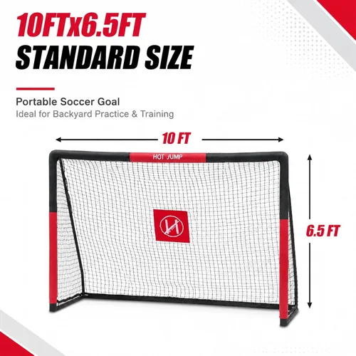 Miniatura 7 de Portería de fútbol para patio trasero, 6x4/8x5/10x6.5/12x6.5 pies de metal, porteria de fútbol para niños de 8-12 años, red de fútbol con diseño