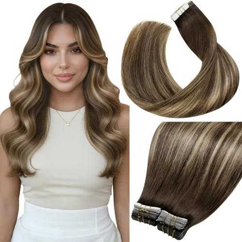 Miniatura 59 de LaaVoo - Extensiones de cabello humano Remy adhesivas con cinta invisible, cabello negro natural, extensiones de cabello para mujeres de color, 20