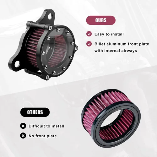 Miniatura 4 de Sporacingrts Filtro de aire para motocicleta CNC limpiador de aire negro Filtro de entrada Compatible con Sportster Police XL883P