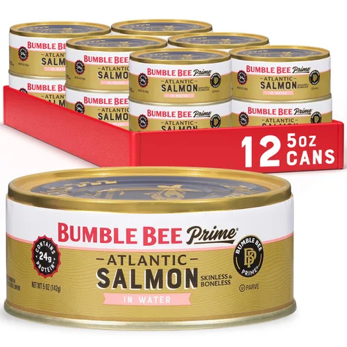 Miniatura 6 de Bumble Bee Prime Atlantic Salmon, lata de 5 onzas - Salmón Premium - 24g de proteína por porción - Sin Gluten y Kosher