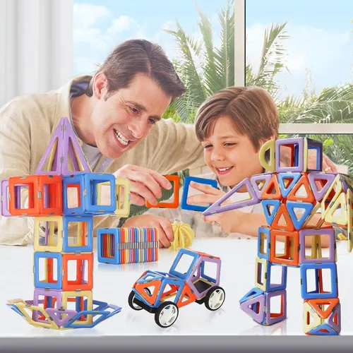 Miniatura 6 de MAGBLOCK Bloques magnéticos, azulejos magnéticos, juguetes educativos para niños y niñas de más de 3 años, juego de regalo de 120 piezas