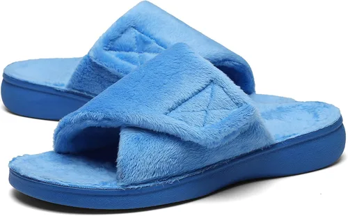 Miniatura 9 de SOLLBEAM - Pantuflas ortopédicas para mujer con soporte de arco para fascitis plantar, ajustables, con copa para el talón, acogedoras, para damas