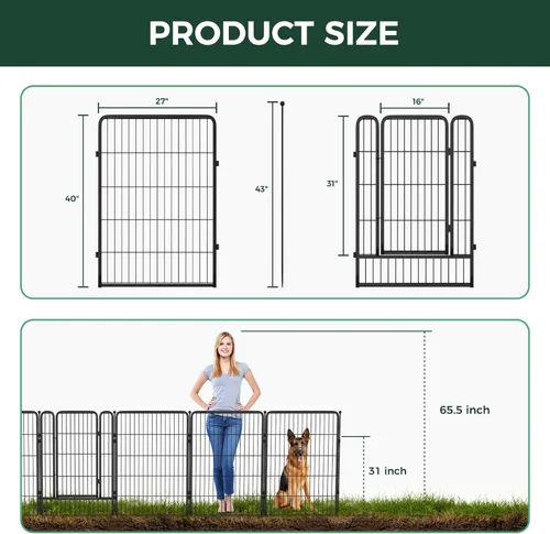 Miniatura 5 de FXW - Valla de jardín metálica y resistente para exteriores, barrera para perros y conejos, fácil instalación, negro, 40 pulgadas de alto x 4.5 pies
