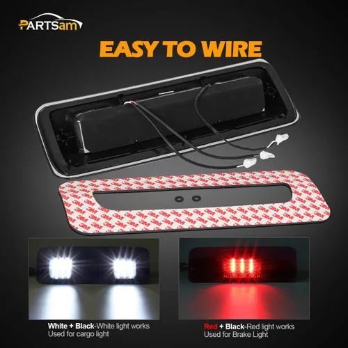 Miniatura 4 de Partsam Luz de freno de montaje alto 3ª tercera luz de freno de repuesto para Ford F150 F-150 2004 2005 2006 2007 2008 LED ahumada trasera cabina