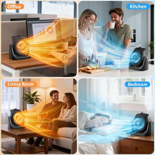 Miniatura 7 de Ventilador de escritorio eléctrico portátil, ventilador de escritorio de enfriamiento, ventilador de calentador 2 en 1, combo con inclinación