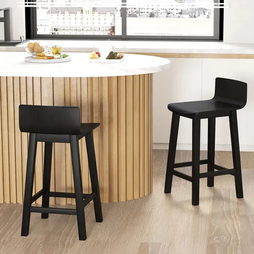 Miniatura 2 de Giantex Juego de 2 taburetes de bar de 24.5 pulgadas, taburetes de bar de altura de mostrador con respaldo bajo y reposapiés, sillas de comedor
