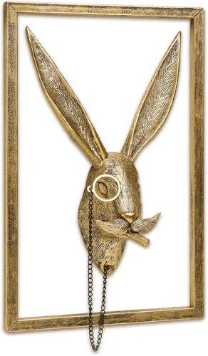 Miniatura 16 de Newinhome Paquete de 5 cabezas de animales para decoración de pared (marco de metal de regalo), esculturas de animales de resina, decoración