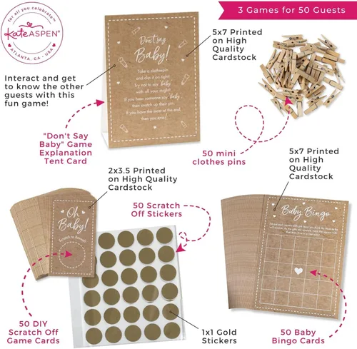 Miniatura 6 de Kate Aspen Juego de tarjetas de consejos para bebés y baby shower de arcoíris boho (juego de 50)