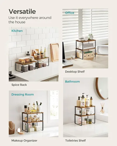 Miniatura 6 de SONGMICS Estante organizador de gabinete, juego de 4 estantes de encimera de cocina, almacenamiento de cocina, estante de especias, apilable, Tinta