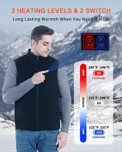 Miniatura 3 de Chaleco térmico para hombres y mujeres, chaleco térmico de forro polar con batería de 7.4 V, chaleco eléctrico ligero con aislamiento