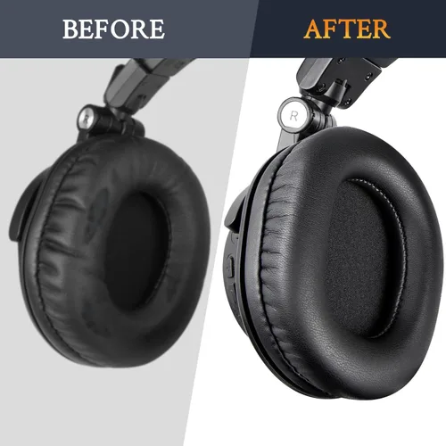 Miniatura 6 de SOULWIT Almohadillas de repuesto para auriculares de monitor Audio Technica ATH M50X M50XBT M50RD M40X M30X M20X MSR7 SX1, almohadillas con piel