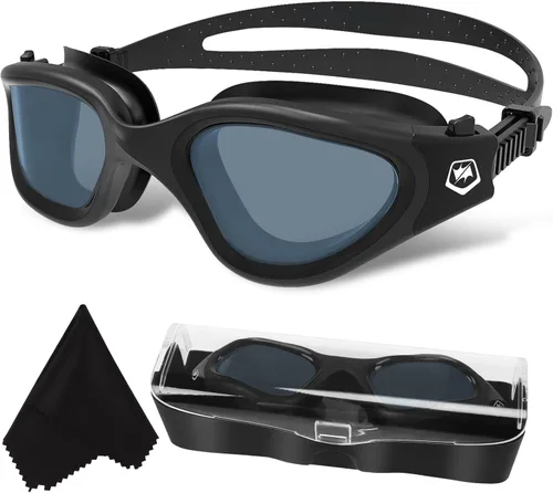WIN.MAX - Goggles de natación polarizados, antivaho, antirrayos ultravioleta, sin filtraciones y con visión clara para hombres, mujeres, adultos y