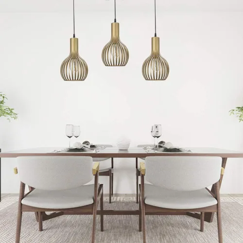 Miniatura 3 de Luces colgantes doradas para isla de cocina, lámparas colgantes modernas, paquete de 3, iluminación ajustable de latón para isla de cocina