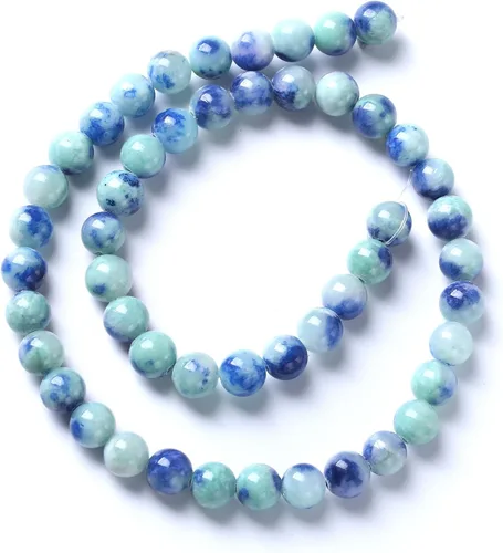Miniatura 6 de 10MM 38PCS Cuentas Espaciadoras Sueltas de Jade Persa Azul Pavo Real para Hacer Joyas DIY Pulsera Collar Jade azul pavo real