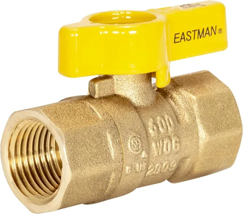 Válvula de bola de gas recta Eastman de latón, 1/2 pulg. FIP x 1/2 pulg. FIP, manija de 1/4 de vuelta, 60009