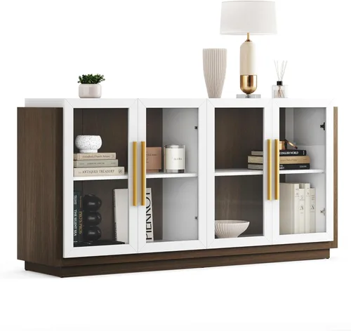 Miniatura 11 de BELLEZE Soporte de TV de 70" para televisores de hasta 75", gabinete de TV moderno y centro de entretenimiento con estantes, gabinete
