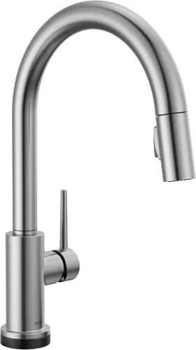 Miniatura 26 de Delta Trinsic - Grifo de cocina de oro cepillado con rociador extraíble, grifo de fregadero de cocina moderno de un solo agujero, mango único