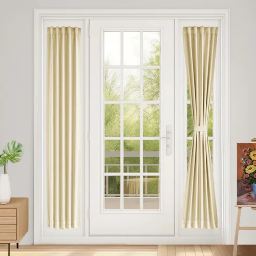 Miniatura 112 de Vatge - Cortinas autoadhesivas para puerta francesa, tratamiento de ventana con filtro de luz sin varillas ni perforaciones para puertas de cristal