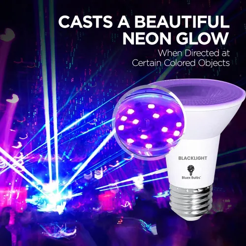 Miniatura 3 de Bluex Bombillas 4 unidades PAR20 LED de luz negra, 10 W (equivalente a 100 W) E26, nivel de foco de luz negra 385-400 nm, para pintura corporal