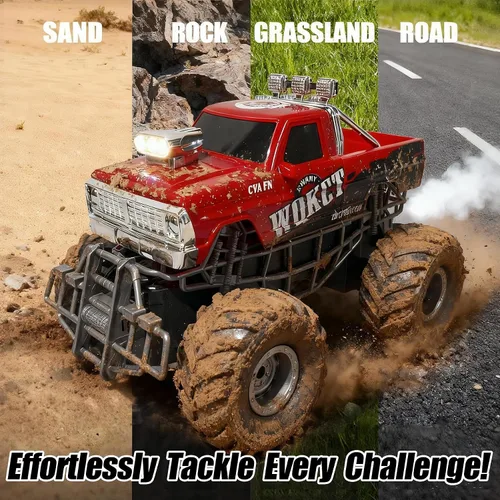 Miniatura 6 de Camión Monstruo RC de Alta Velocidad de Nivel de Entrada rojo con Luz y Rociador 2.4GHz Vertical Rotación 360° 4WD Camiones Monstruo Coches RC, 20+