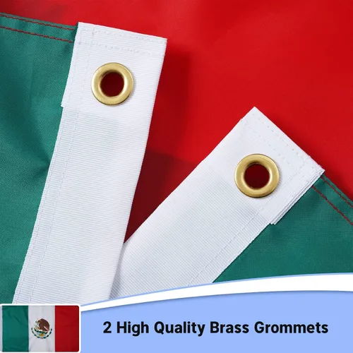 Miniatura 4 de FLAGWIN Bandera mexicana de 3 x 5 pies, bandera mexicana bordada resistente con 2 ojales de latón y rayas cosidas de doble costura, bandera