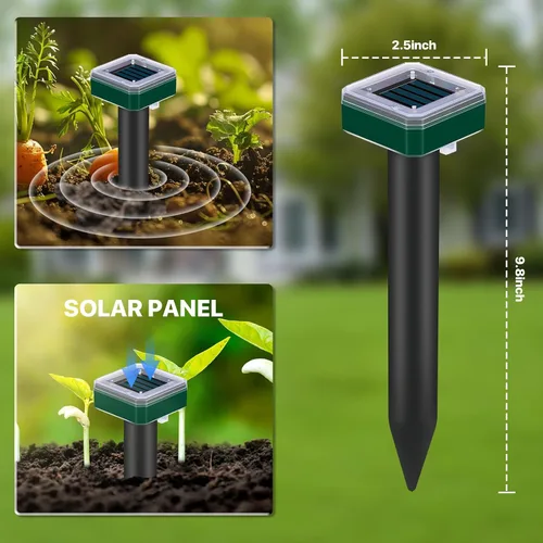 Miniatura 5 de 12 piezas Tirgo repelente de topos alimentado por energía solar para césped, repelente de serpientes para patio, trampa repelente de troncos