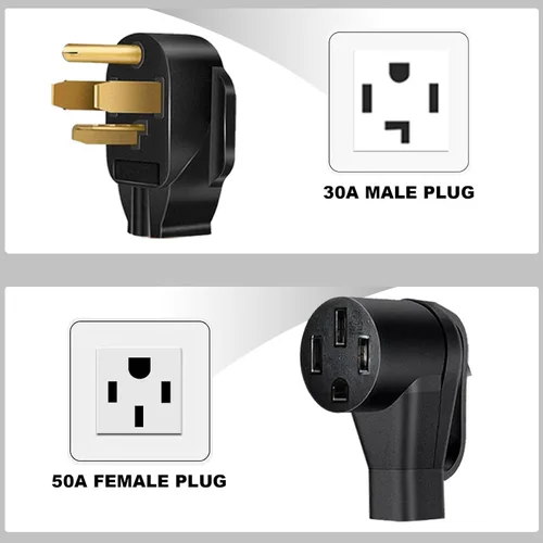 Miniatura 5 de NEMA 14-30P a 14-50R Cable adaptador de cargador EV de 4 clavijas de 30 amperios a adaptador de conversión EV de 50 amperios solo compatible