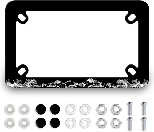 Miniatura 9 de Marco de placa de motocicleta con cruz de Jesús, bandera estadounidense, de acero inoxidable, divertido soporte para placa de motocicleta, soporte