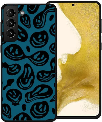 Miniatura 22 de Funda de teléfono para Samsung Galaxy S22 5G, rosa pastel y blanco, divertida sonrisa trippy derretida hippie sonriente calavera fantasma cara linda