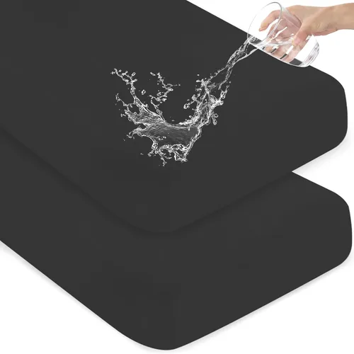 Miniatura 11 de Sábanas impermeables para cuna para niños, paquete de 2, sábana bajera para cuna neutra de 52 x 28 pulgadas para cuna estándar y colchón de cama