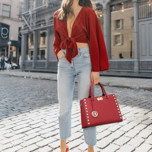 Miniatura 2 de Dasein - Bolso de hombro tipo satchel para mujer, tamaño mediano, con asa superior, bolso de trabajo, con cartera a juego, set de 2 piezas