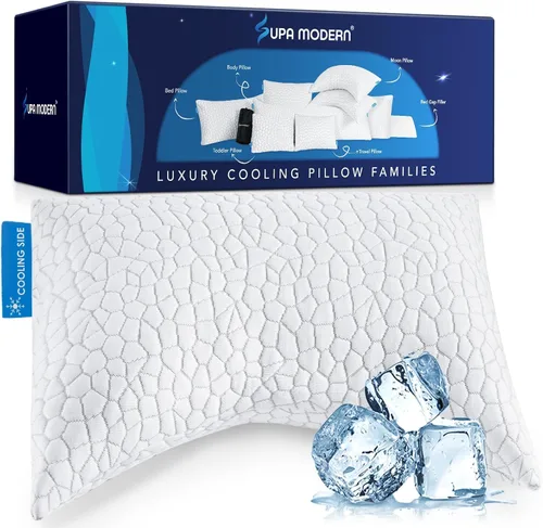 Miniatura 16 de SUPA MODERN Almohada refrescante de tamaño estándar, 1 paquete, almohadas de espuma viscoelástica trituradas CertiPUR-US, almohadas de cama frescas