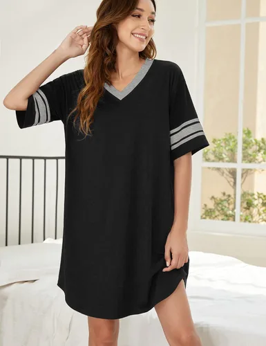Miniatura 3 de Ekouaer - Camisón de manga corta para mujer