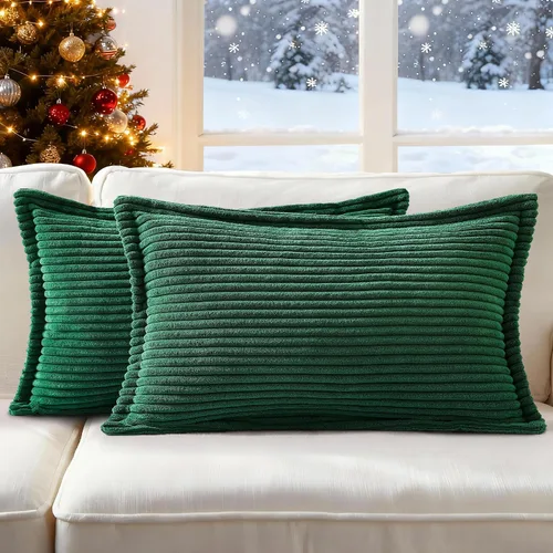 Miniatura 9 de Mecatny Juego de 2 fundas de almohada de pana de 16 x 16 pulgadas, fundas decorativas neutrales suaves de estilo bohemio para sofá y sala de estar