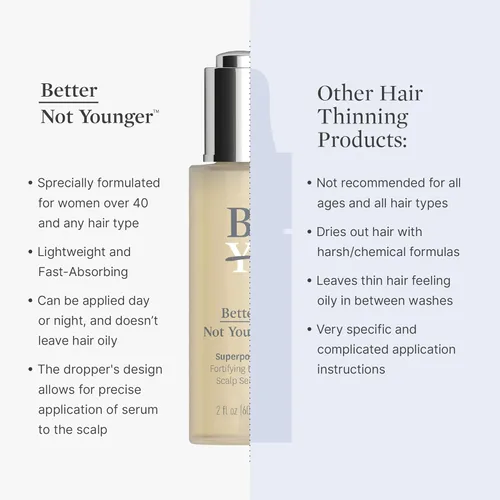 Miniatura 4 de Better Not Younger Suero fortificante para el cabello y el cuero cabelludo para adelgazar y envejecer el cabello, suero para cabello más fuerte