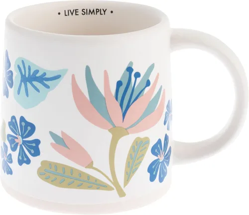 Miniatura 12 de Karma, Taza Shelly de 14 onzas, bonita taza de café y té, tazas de café de cerámica para mujeres y hombres, elige alegría