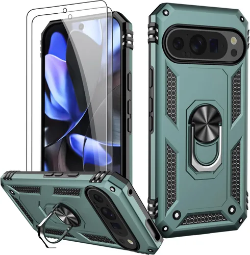 Miniatura 64 de LUMARKE Funda para Google Pixel 5 con protector de pantalla, pasa 16 pies, probada en caídas, grado militar, con soporte de anillo magnético, Rojo