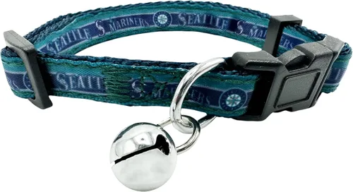 Miniatura 15 de Pets First MLB CAT Collar Atlanta Braves Satin Cat Collar de equipo de béisbol para perros y gatos. Un collar de gato brillante y colorido