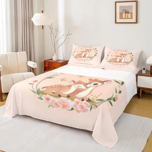 Miniatura 32 de Erosebridal Juego de sábanas de tamaño individual con diseño de gatos y gatos, con temática de animales, con flores coloridas, juego de sábanas