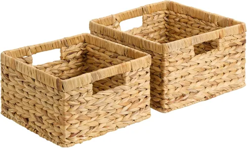 Miniatura 25 de StorageWorks Cesta de mimbre con asa, cestas de almacenamiento de mimbre para organizar, cestas de almacenamiento decorativas para estantes, cuerda