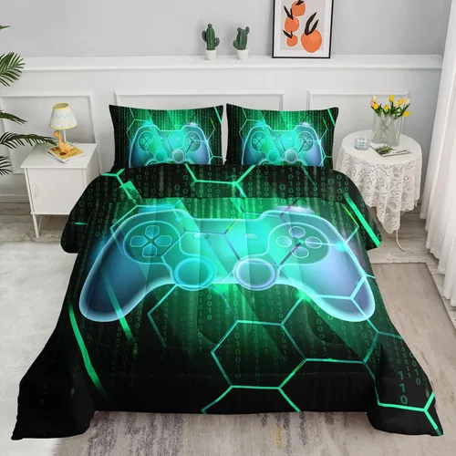 Miniatura 26 de Juego de edredón para niños Axolotl, tamaño individual, juego de ropa de cama con diseño de autos de carreras para niños, niñas, adolescentes